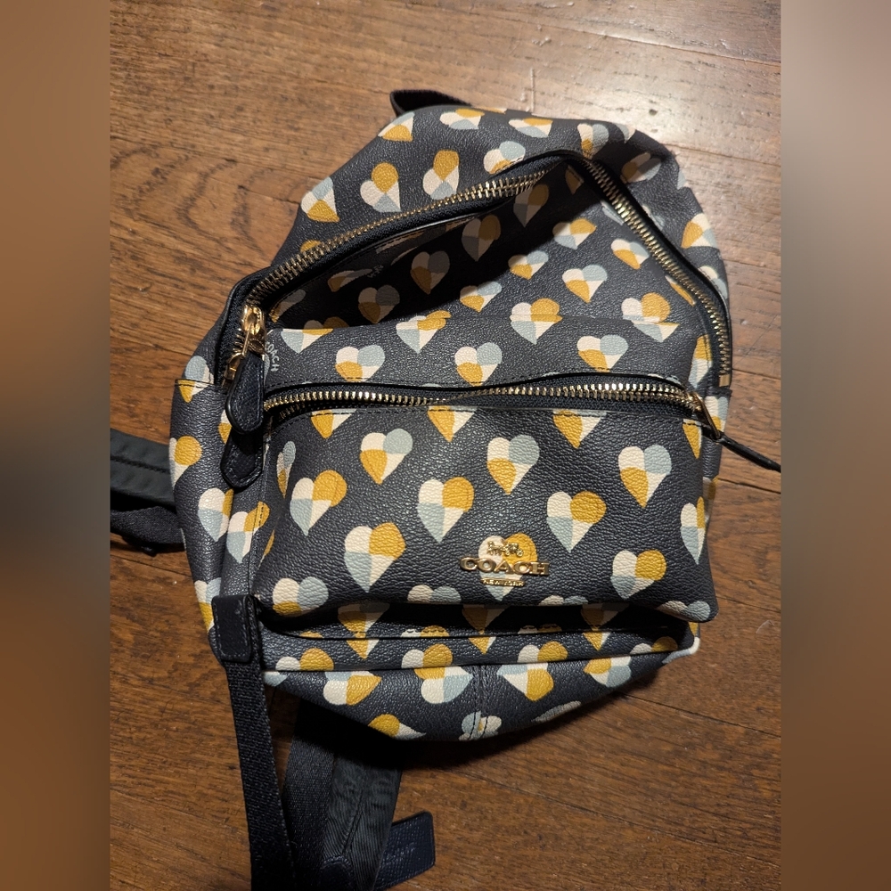 NWOT COACH Mini Charlie Backpack Hearts